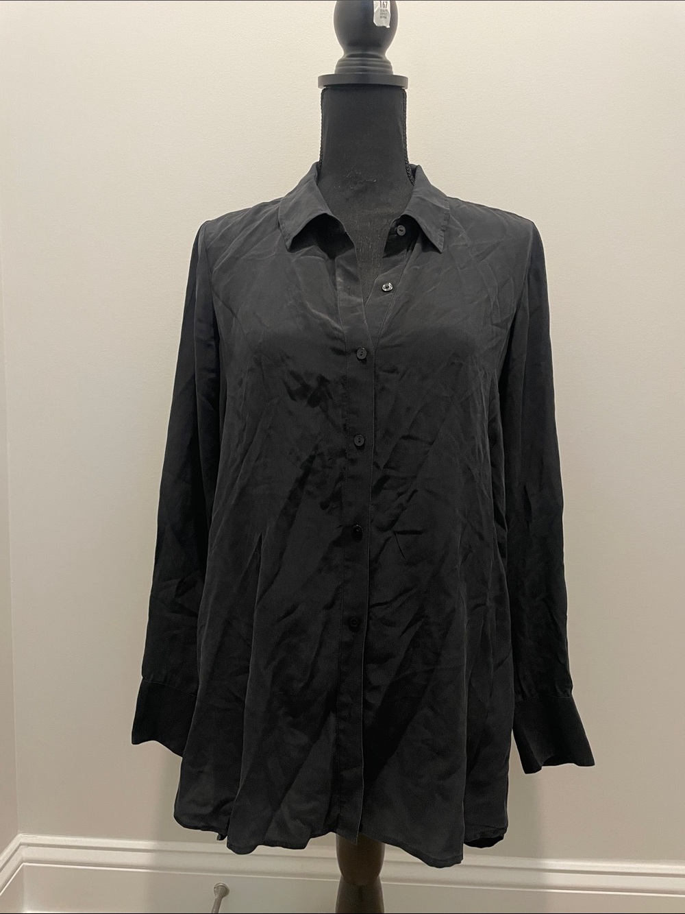 Eileen Fisher Black Long-Sleeve Button Front Shirt
